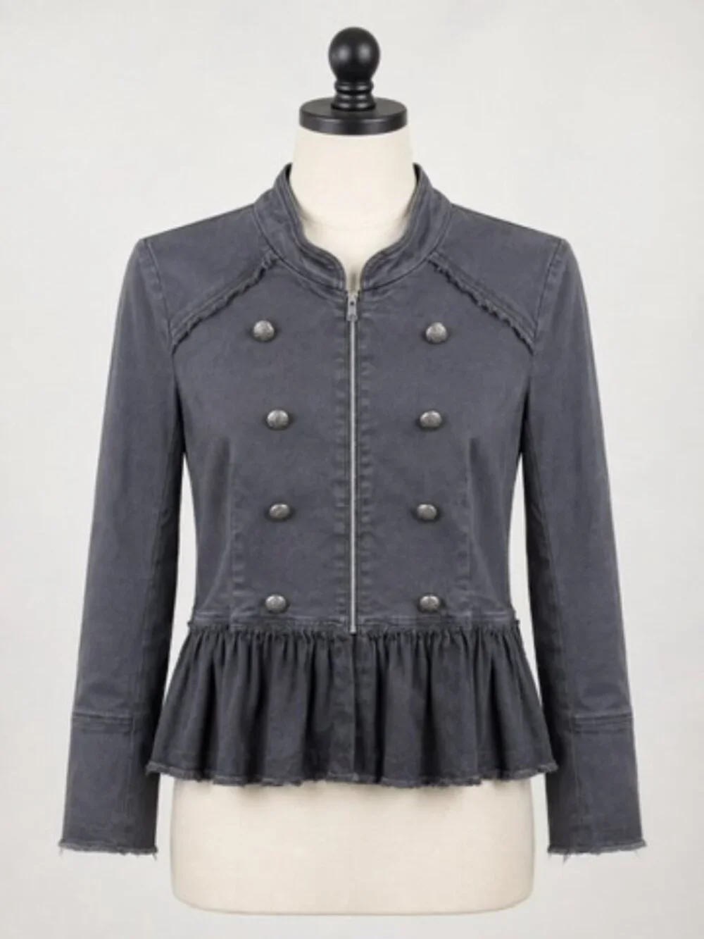 Free People Women’s M Charcoal Gray Military Peplum Jacket